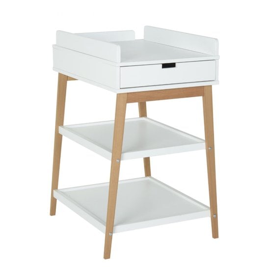 Table à langer Hip avec tiroir Blanc / Naturel  de Quax