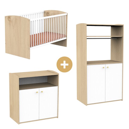Chambre Alice : Lit bébé 70x140 cm + Armoire + Commode   de Sauthon Baby's Sweet Home Chambre Alice : Lit bébé 70x140 cm + Armoire + Commode   de Sauthon Baby's Sweet Home