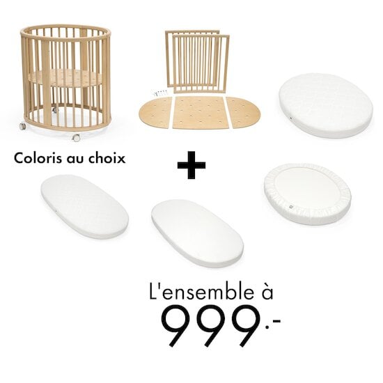 Offre Sleepi complet : lit + matelas mini + drap housse mini +matelas + drap housse = 999.-   de Stokke®