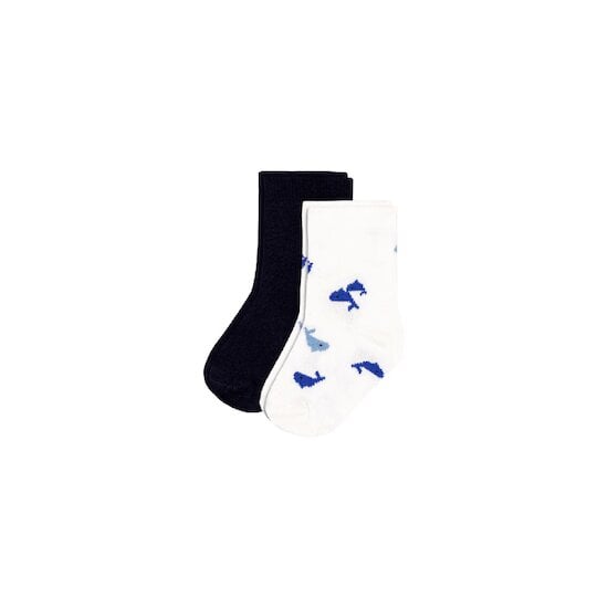 2 paires de chaussettes bébé en coton imprimé baleine   de Petit Bateau