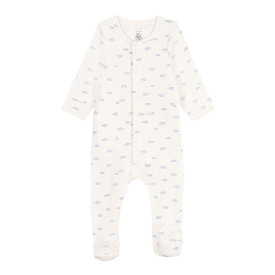 Bodyjama nuages en tubique Blanc Marshmallow/Blanc Multico  de Petit Bateau