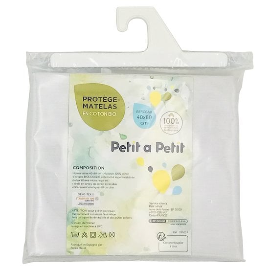 Protège matelas coton bio Blanc  de Petit à petit