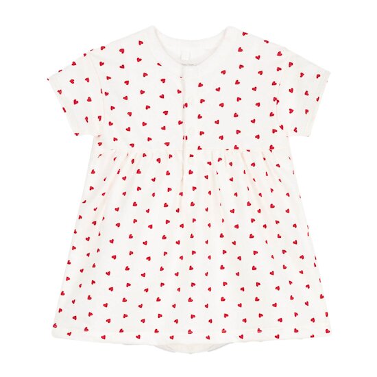 Robe en molleton bébé avec body intégré Blanc Marshmallow/Rouge Peps 6 mois de Petit Bateau