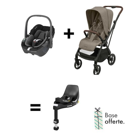 Offre Maxi-Cosi : poussette Leona 2 + siège auto Pebble 360 = base Familyfix 360 offerte !   de Maxi-Cosi