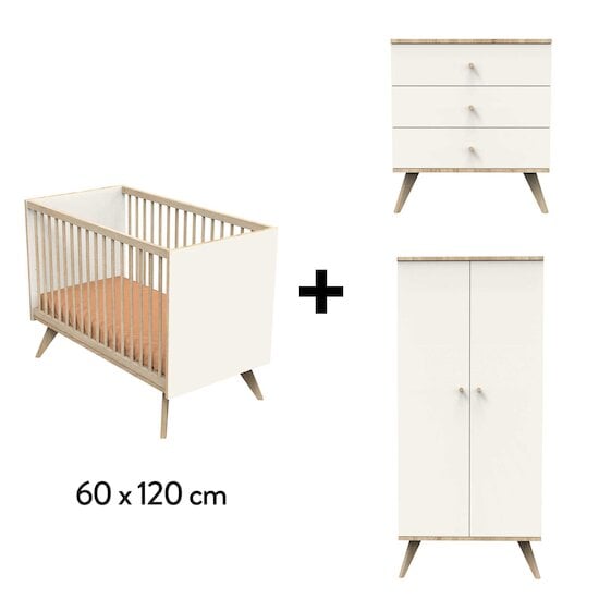Chambre Camille : Lit 60x120 + Commode + Armoire   de Sauthon Baby's Sweet Home