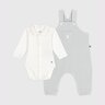 Ensemble salopette bébé en coton uni et détails raffinés