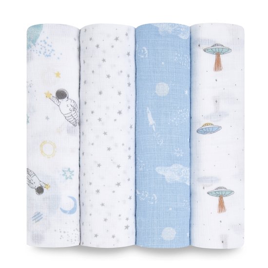 Lot de 4 Maxi-Langes Mousseline Space Explorers  de aden + anais essentials