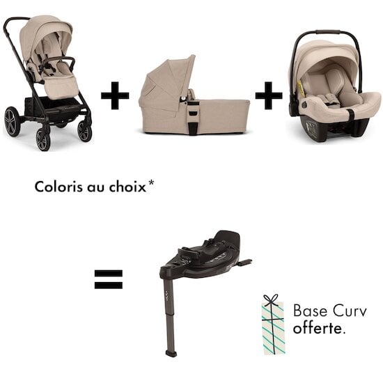 Offre Nuna : Base Curv OFFERTE pour l'achat d'une Poussette Mixx Next + Nacelle auto Mixx Next + Siège auto Pipa Next