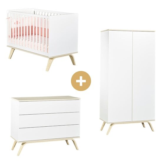Chambre Serena : Lit 60x120 + Commode + Armoire   de Sauthon Baby's Sweet Home Chambre Serena : Lit 60x120 + Commode + Armoire   de Sauthon Baby's Sweet Home