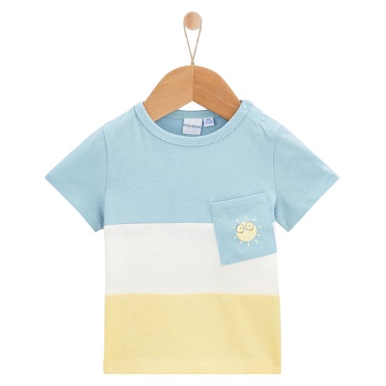 Sweet Summer T-shirt manches courtes à rayures jaune et bleu 3 mois de P'tit bisou
