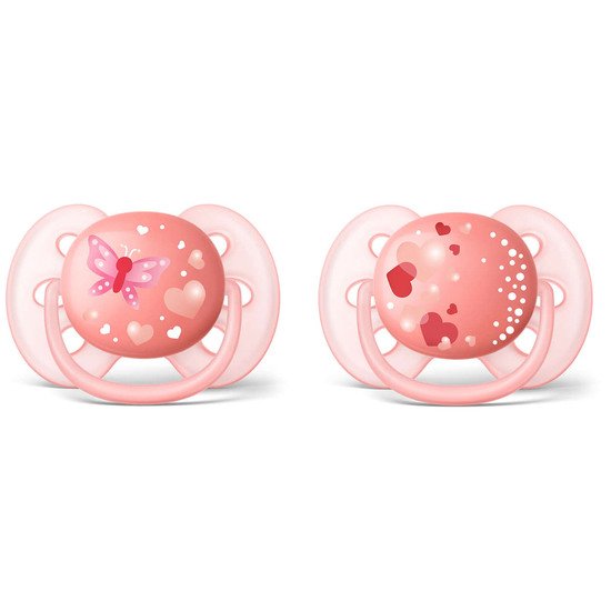 Lot de 2 sucettes peach douce Fille 6-18 mois de Philips AVENT