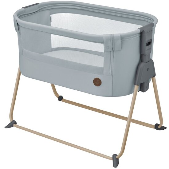 Berceau Cododo Bébé avec Matelas 7 Hauteurs Réglables Espace de Rangement  Fenêtre en Maille Respirante 0-36 Mois Gris Clair/Gris Foncé/Rose - Costway