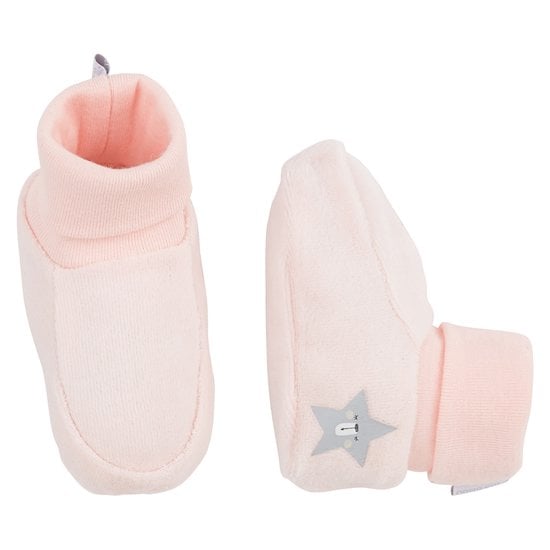 Chaussons velours Rose Naissance-0 mois de P'tit bisou