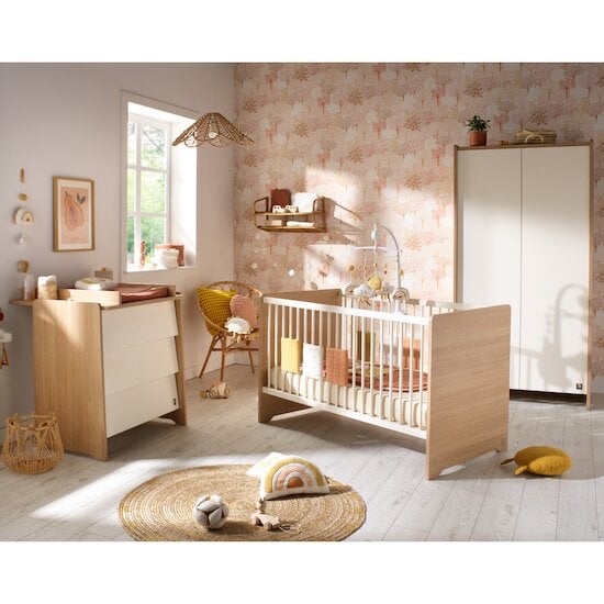 Chambre Vanille : Lit 60x120 + Commode + Armoire   de Sauthon Baby's Sweet Home