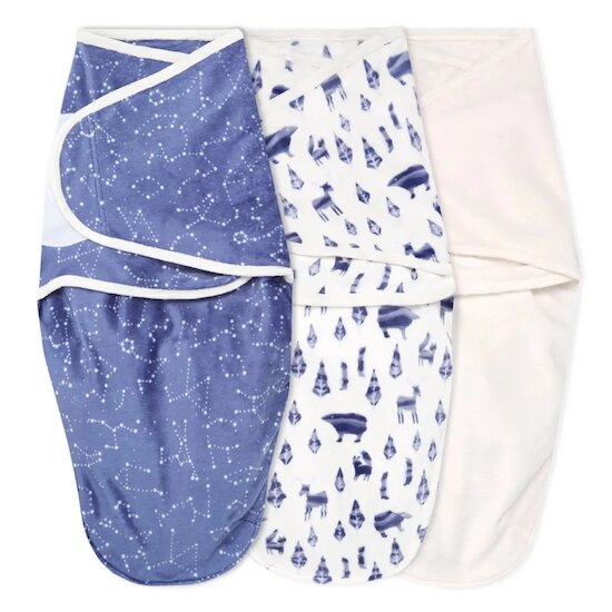 Lot de 3 maxi langes d'emmaillotage en velboa Scandinavian Sky 0-3 mois de aden + anais essentials