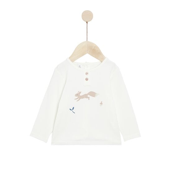 Mon écureuil chou Tee-shirt manches longues Ecru Peluche  de Marèse