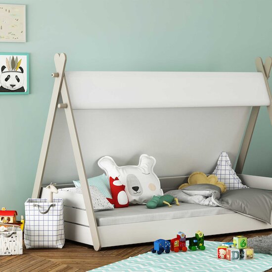 Totem Lit bébé Tipi Blanc / Beige 70 x 140 cm de CBA Meubles