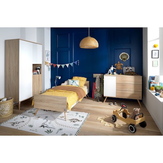 Seventies lit bébé junior 90x190 Blanc/bois  de Sauthon Baby's Sweet Home Seventies lit bébé junior 90x190 Blanc/bois  de Sauthon Baby's Sweet Home