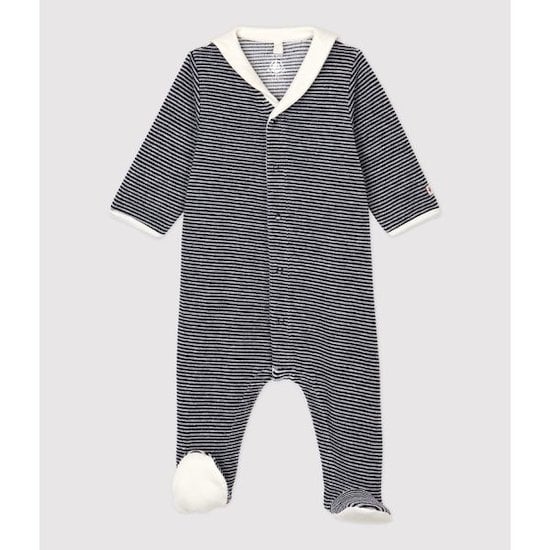 Pyjama en velours coton bio Marshmallow/Smoking  de Petit Bateau