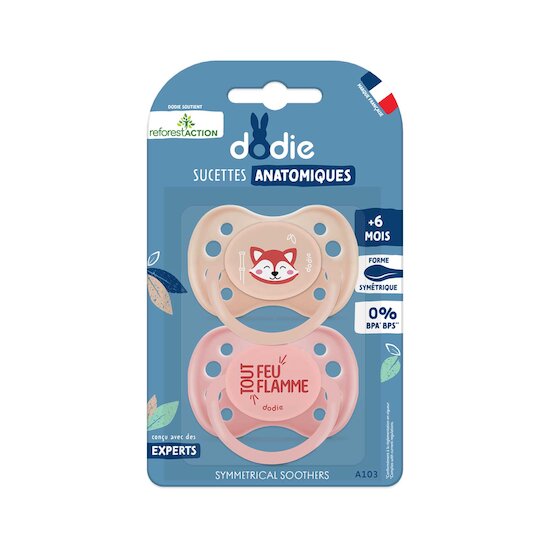 Sucettes Anatomiques Panda Roux Rose 6 mois + de Dodie