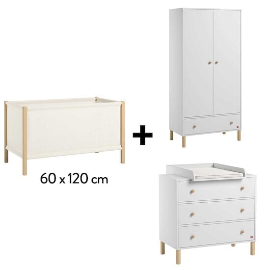 Chambre Tela : Lit 60x120cm + Commode + Plan à Langer + Armoire   de Vox