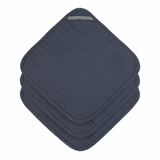 Lot de 3 débarbouillettes en mousseline Bleu  de Lässig