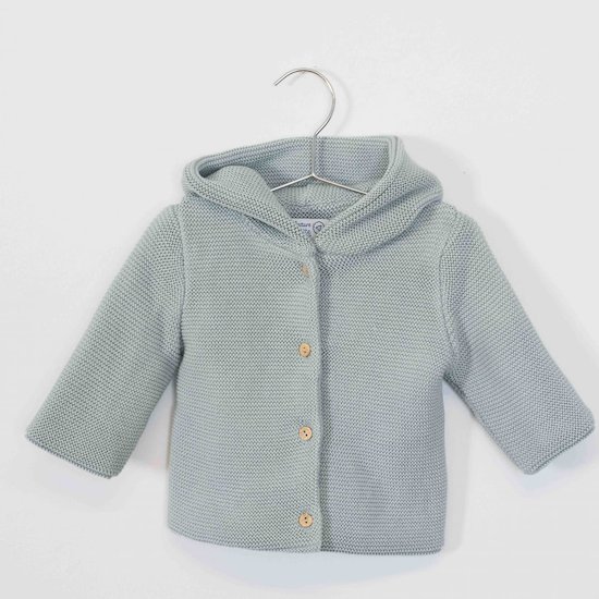 Petits chats Manteau en tricot Bleu Danube 3 mois de La Manufacture de Layette