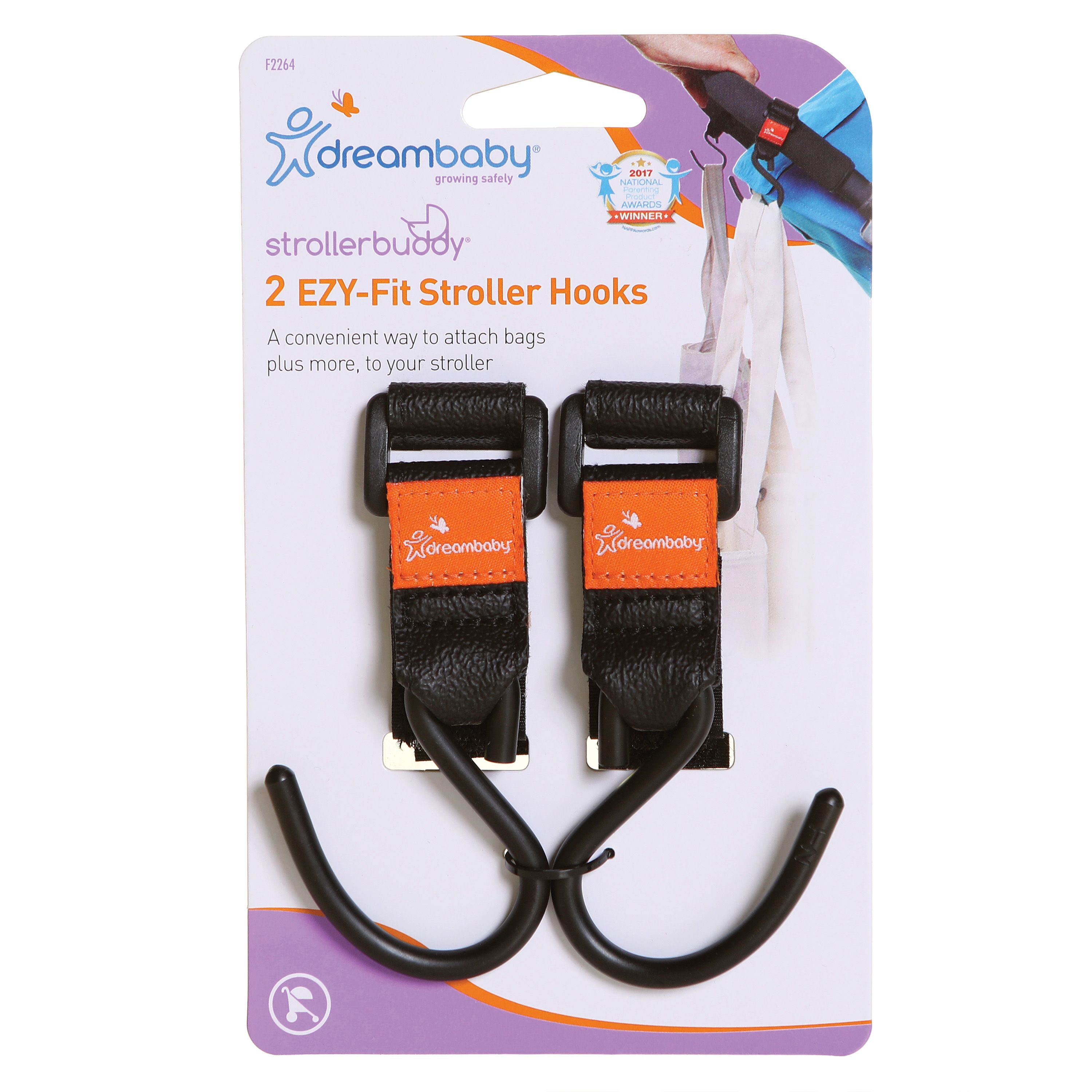 Pack de 2 crochets de poussette Ezy-Fit Strollerbuddy® noir de