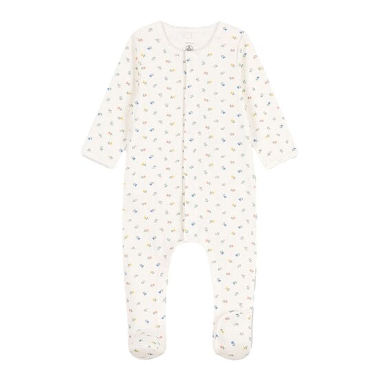 Bodyjama fleurs en coton Blanc Marshmallow/Blanc Multico  de Petit Bateau