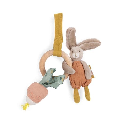 Trois petits lapins Hochet anneau bois Lapin  de Moulin Roty