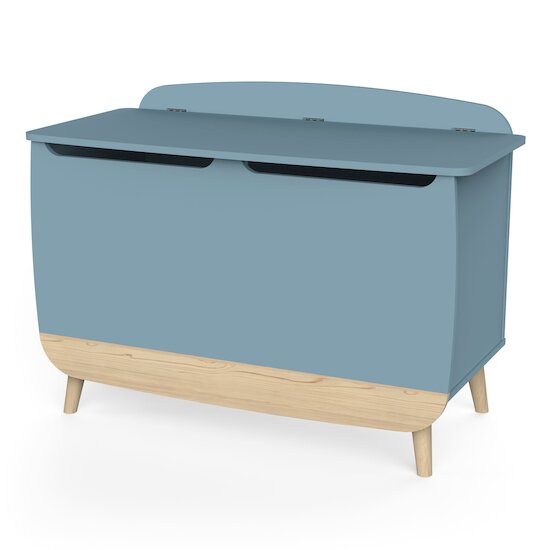 Firmiana Coffre à Jouets avec Couvercle Bleu Orage / Bois Naturel  de CBA Meubles Firmiana Coffre à Jouets avec Couvercle Bleu Orage / Bois Naturel  de CBA Meubles