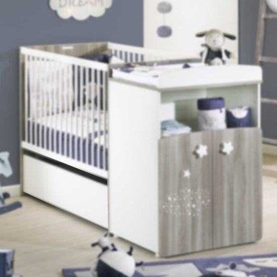 Hugo tiroir de lit combiné évolutif Blanc  de Sauthon Baby's Sweet Home