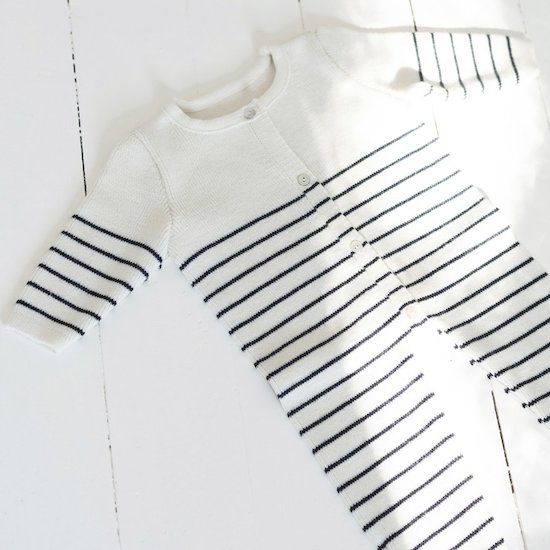 Combinaison Petits Marins Ecru/Marine  de La Manufacture de Layette Combinaison Petits Marins Ecru/Marine  de La Manufacture de Layette