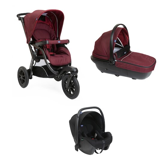 Chicco Trio Activ3 Poussette 3 en 1 avec Set de Voyage pour Voiture, Canne  Inclinable à 3 Roues, Landau/Nacelle et Siège Auto Bébé Groupe 0+, avec