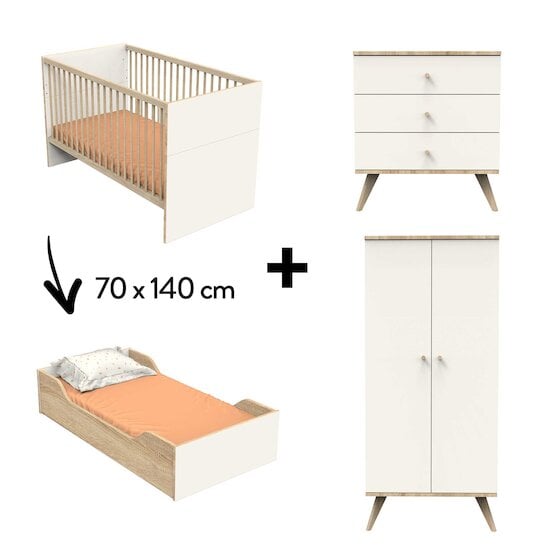 Chambre Camille : Lit 70x140 + Commode + Armoire   de Sauthon Baby's Sweet Home