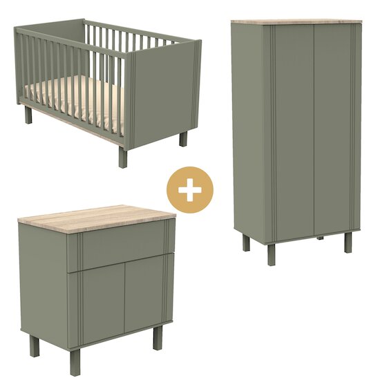 Chambre Eléonore : Lit 60 x 120 cm + Armoire + Commode   de Sauthon Baby's Sweet Home Chambre Eléonore : Lit 60 x 120 cm + Armoire + Commode   de Sauthon Baby's Sweet Home