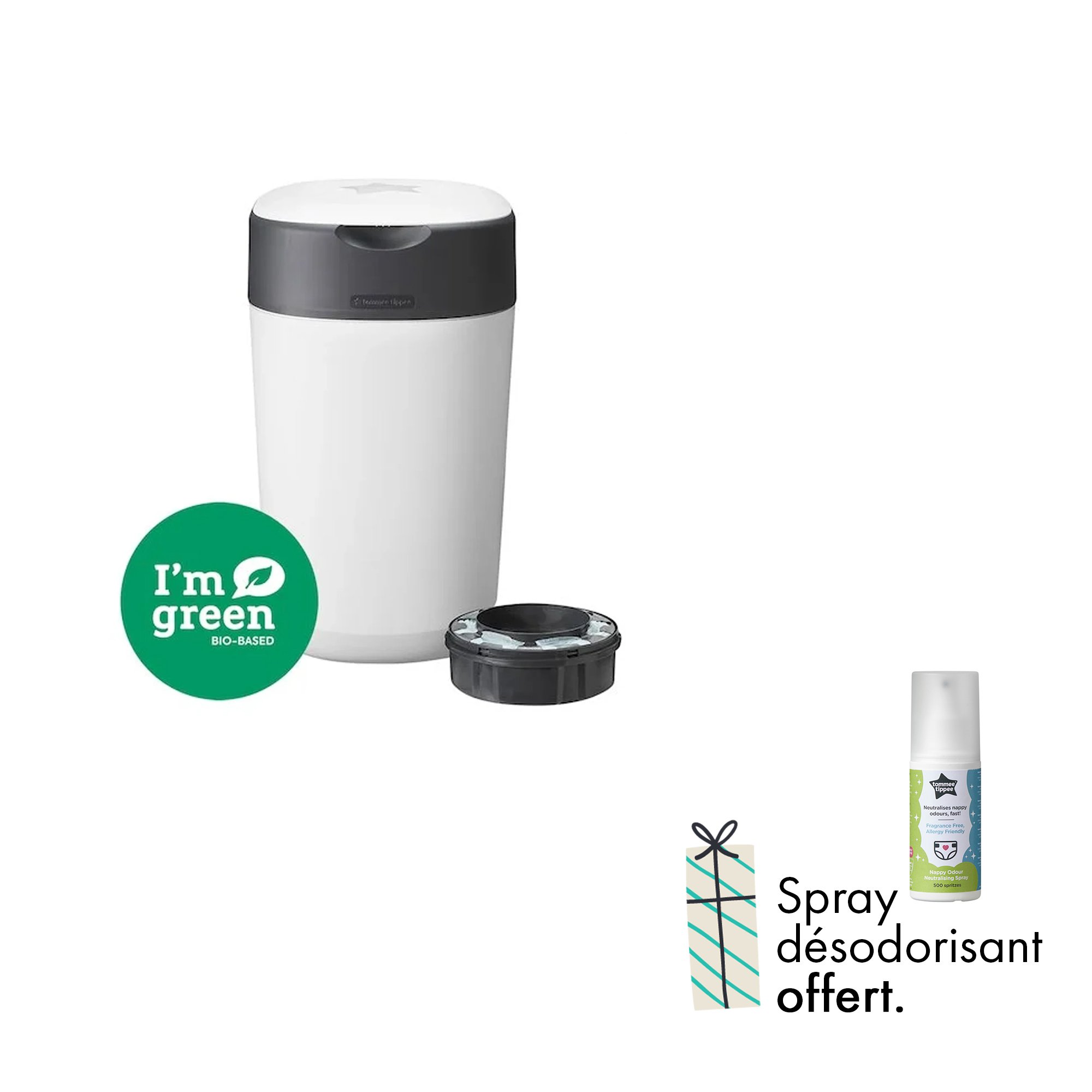 Pour l'achat d'une poubelle à couche Twist & Click XL, le spray  désodorisant naturel OFFERT !