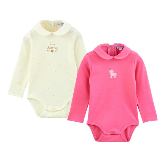 Lot 2 bodies collection Licorne Rose/Blanc Naissance de P'tit bisou