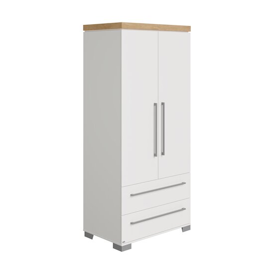 Kira Armoire 2 portes 2 tiroirs Blanc craie / Chêne Nebraska  de Paidi