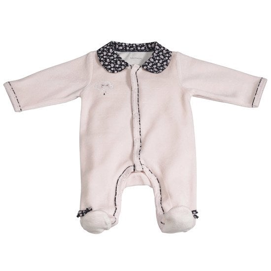 Miss Fleur de Lune pyjama en velours Rose 1 mois de Sauthon Baby's Sweet Home