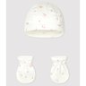 Lot bonnet naissance et moufles cerises coton bio