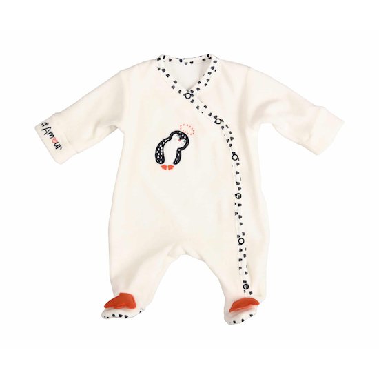 Pingouin pyjama Blanc 1 mois de Nougatine
