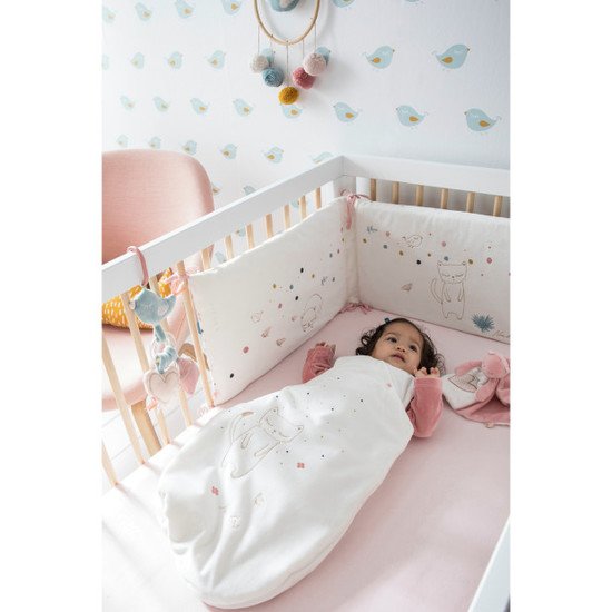 Imagine Tour De Lit Veloudoux Blanc Rose De Noukies Noukies Aubert