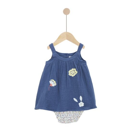 Ensemble Robe + Bloomer Bleu Garigue 3 mois de Marèse