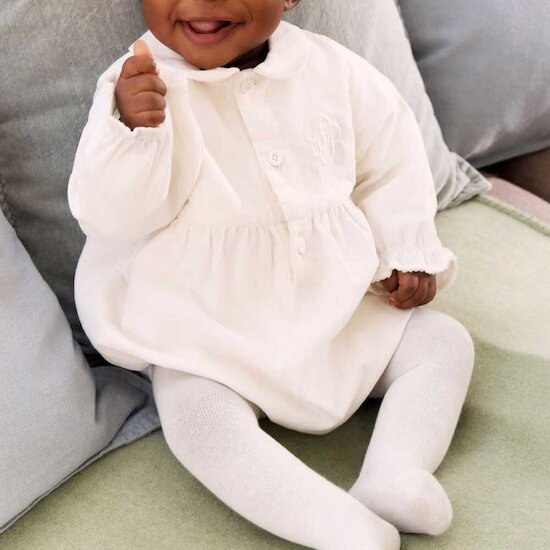 Combinaison courte en velours brodé Milk  de Petit Bateau