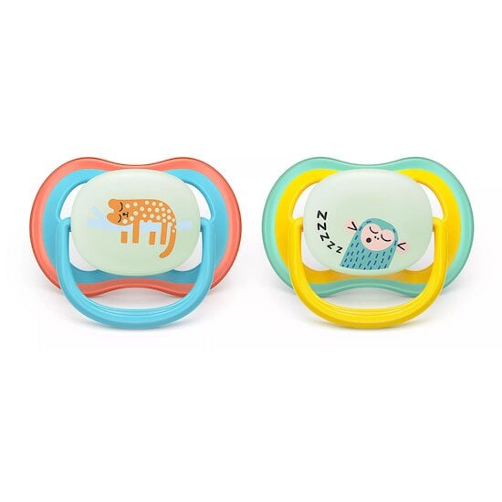Lot de 2 sucettes ultra air nuit animaux  18 mois + de Philips AVENT