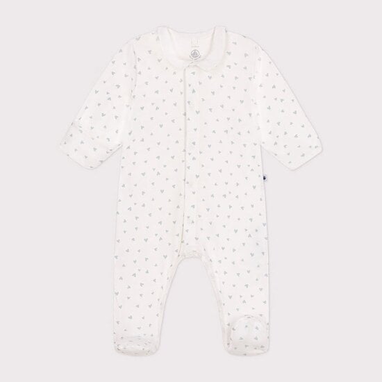 Pyjama imprimé en coton Bleu Marshmallow / Blanc Gomme  de Petit Bateau