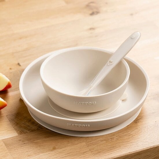 Set repas 3 pièces avec ventouse en silicone Argile  de Nattou