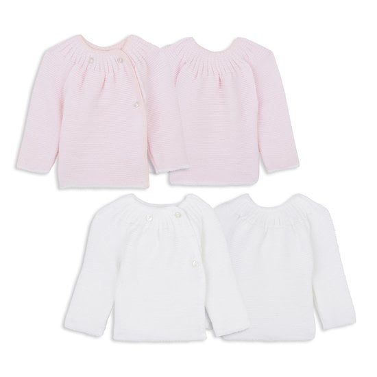 Lot 2 brassières Blanc/Rose 0-1 mois de P'tit Bisou Petit Prix