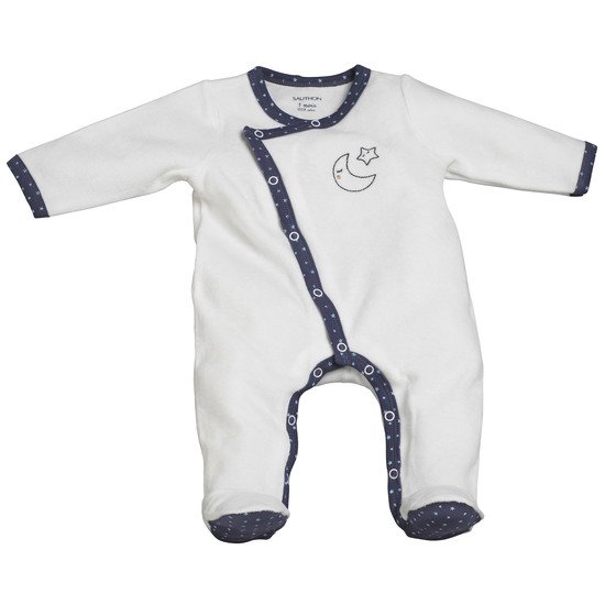 Merlin pyjama en velours Blanc  de Sauthon Baby's Sweet Home